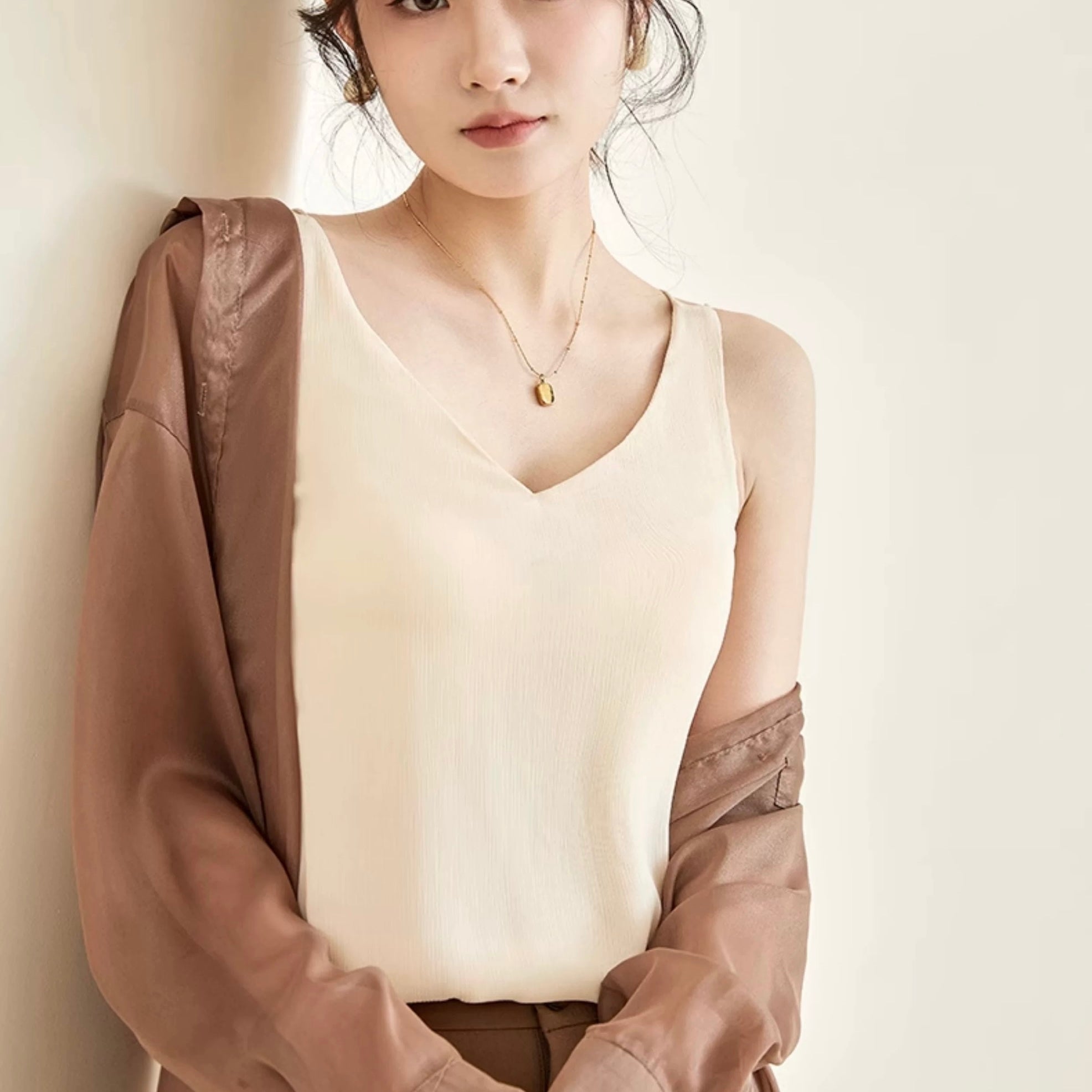 Tanya Built-In Bra Chiffon Tank Top